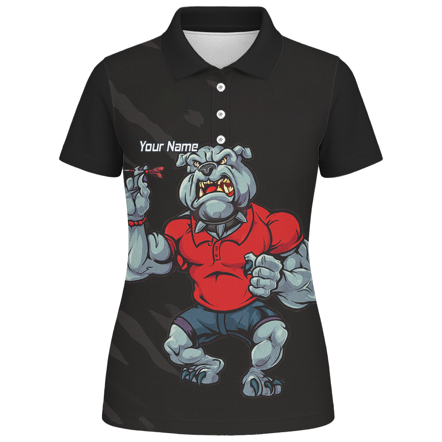 Personalised Bulldog Dart Polo Shirt Black Red For Men K7530 additional image 1