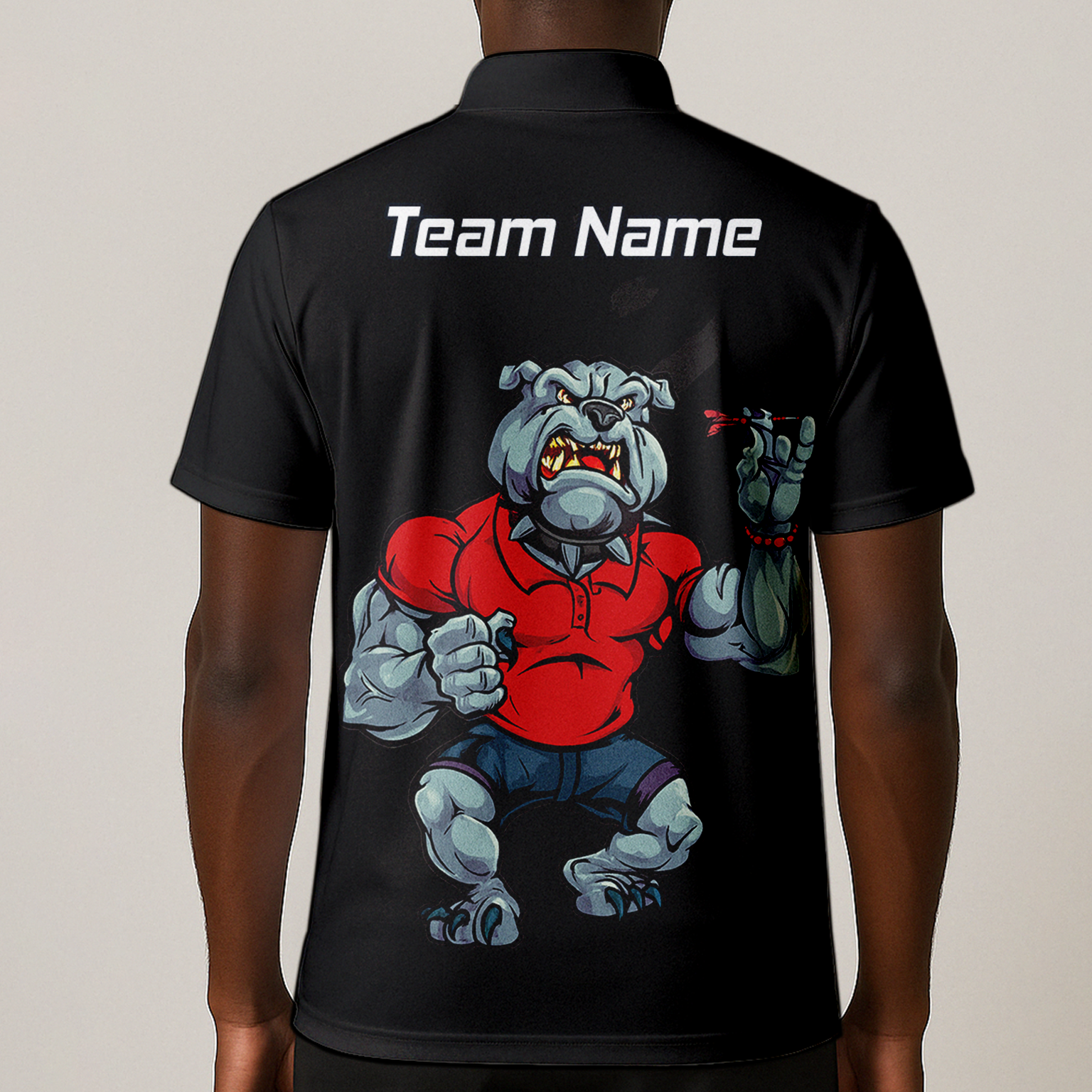 Personalised Bulldog Dart Polo Shirt Black Red For Men K7530 additional image 1