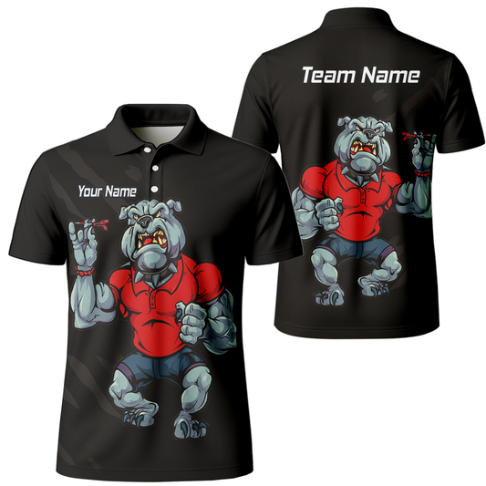 Personalised Bulldog Dart Polo Shirt Black Red For Men K7530 main image - polo No