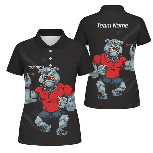 Personalised Bulldog Dart Polo Shirt Black Red For Men K7530 main image - polo No