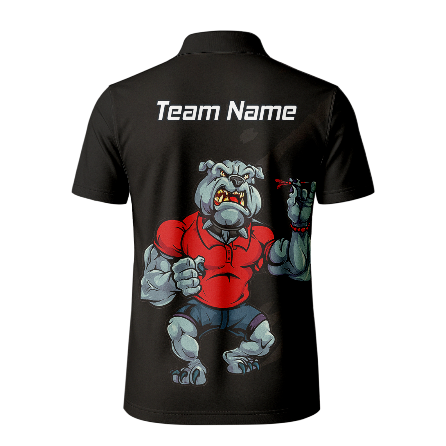 Personalised Bulldog Dart Polo Shirt Black Red For Men K7530 additional image 3