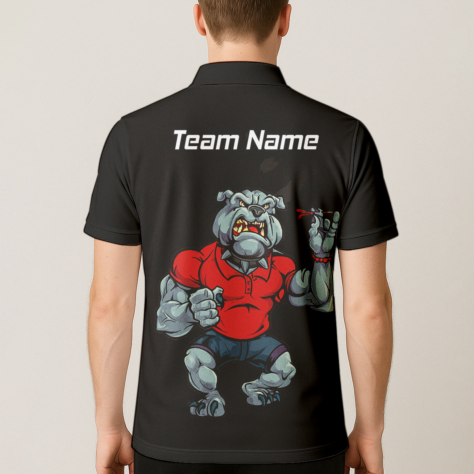 Personalised Bulldog Dart Polo Shirt Black Red For Men K7530 additional image 5