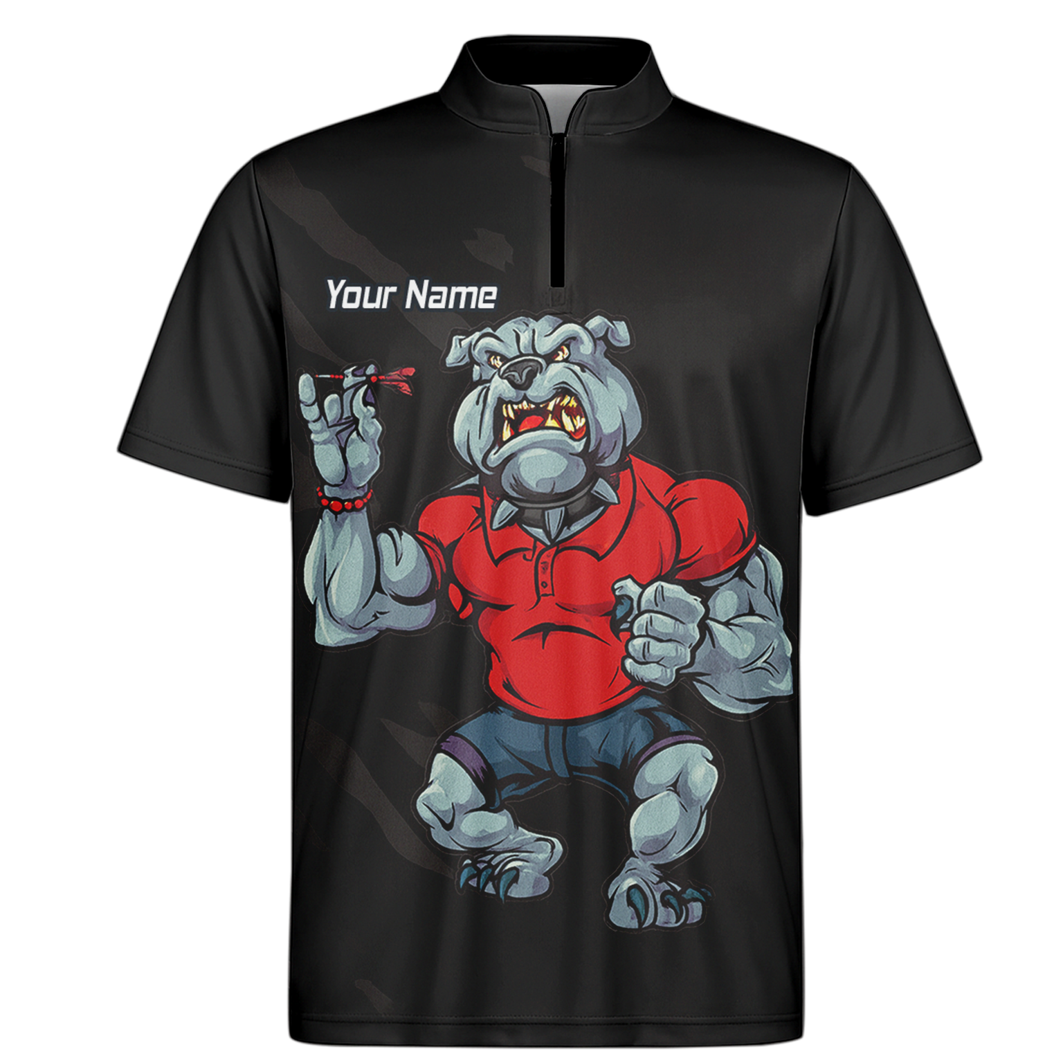 Personalised Bulldog Dart Polo Shirt Black Red For Men K7530 additional image 6