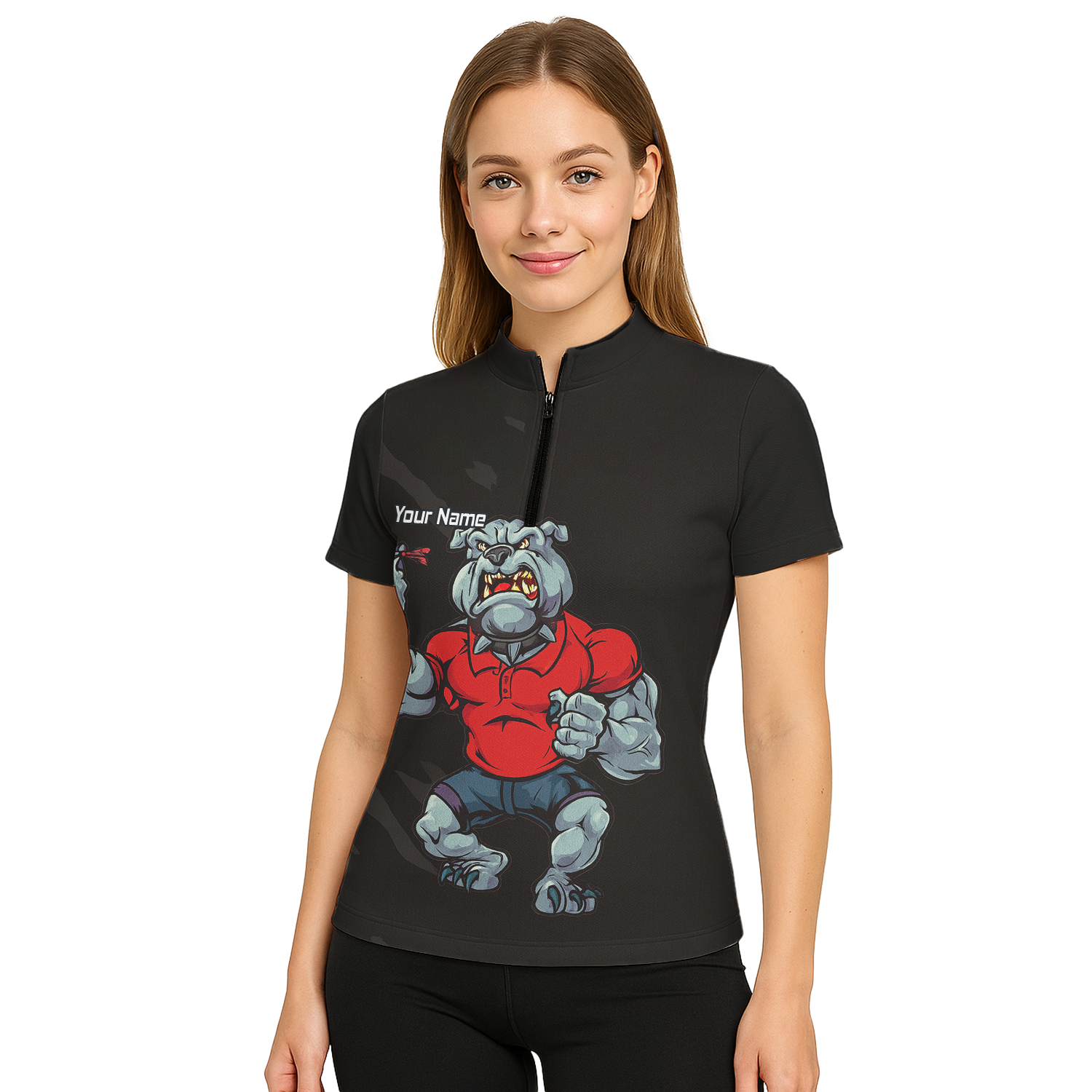 Personalised Bulldog Dart Polo Shirt Black Red For Men K7530 additional image 5