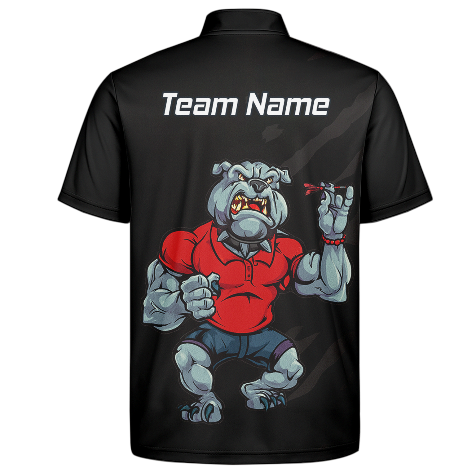 Personalised Bulldog Dart Polo Shirt Black Red For Men K7530 additional image 7