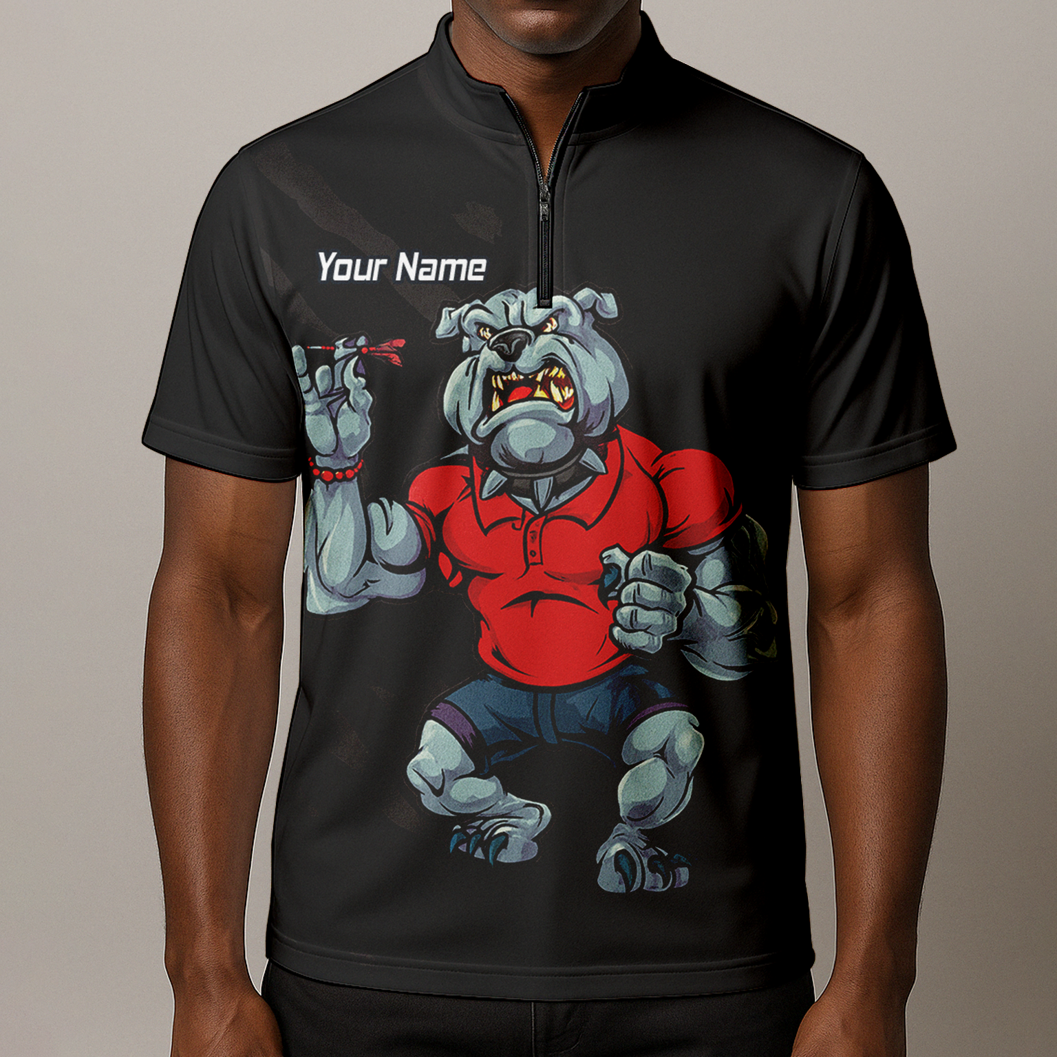 Personalised Bulldog Dart Polo Shirt Black Red For Men K7530 additional image 8