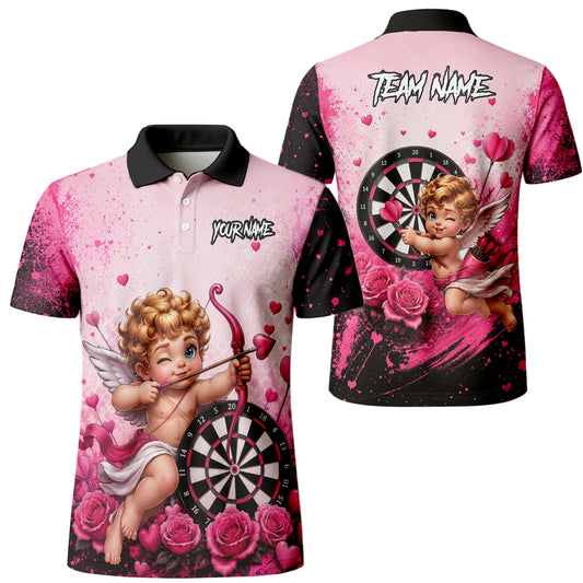 Personalised Pink & Black Cupid Dartboard Darts Shirt For Men I643