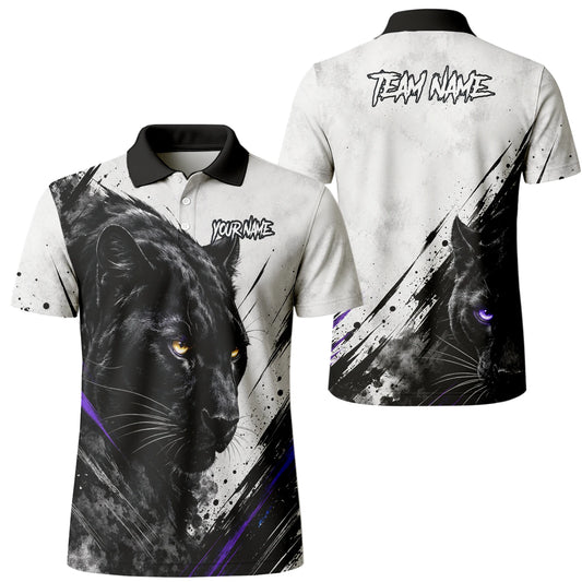 Personalised White Black Purple Panther Darts Shirt For Men W442