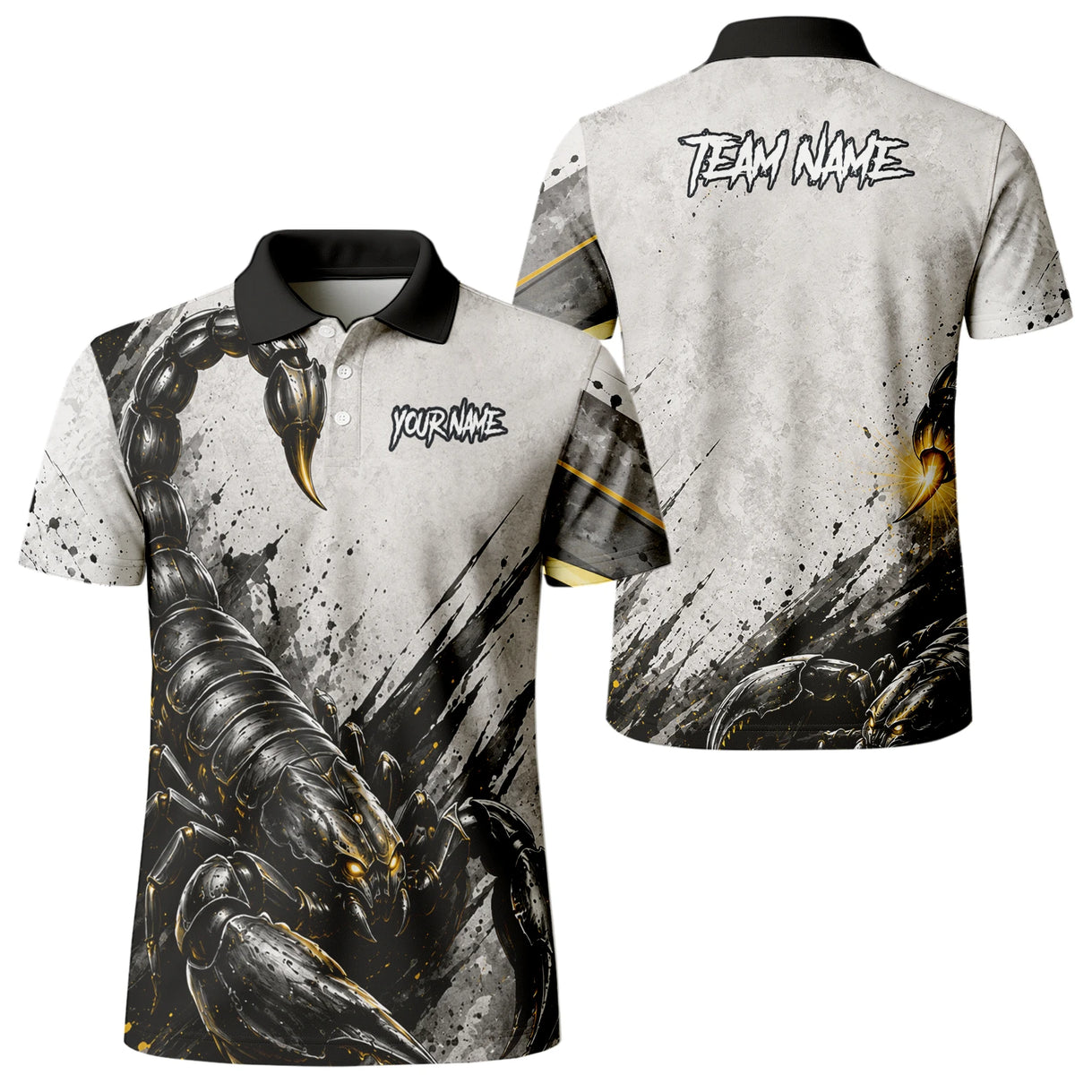 Personalised White Black Gold Scorpion Darts Shirt For Men S226