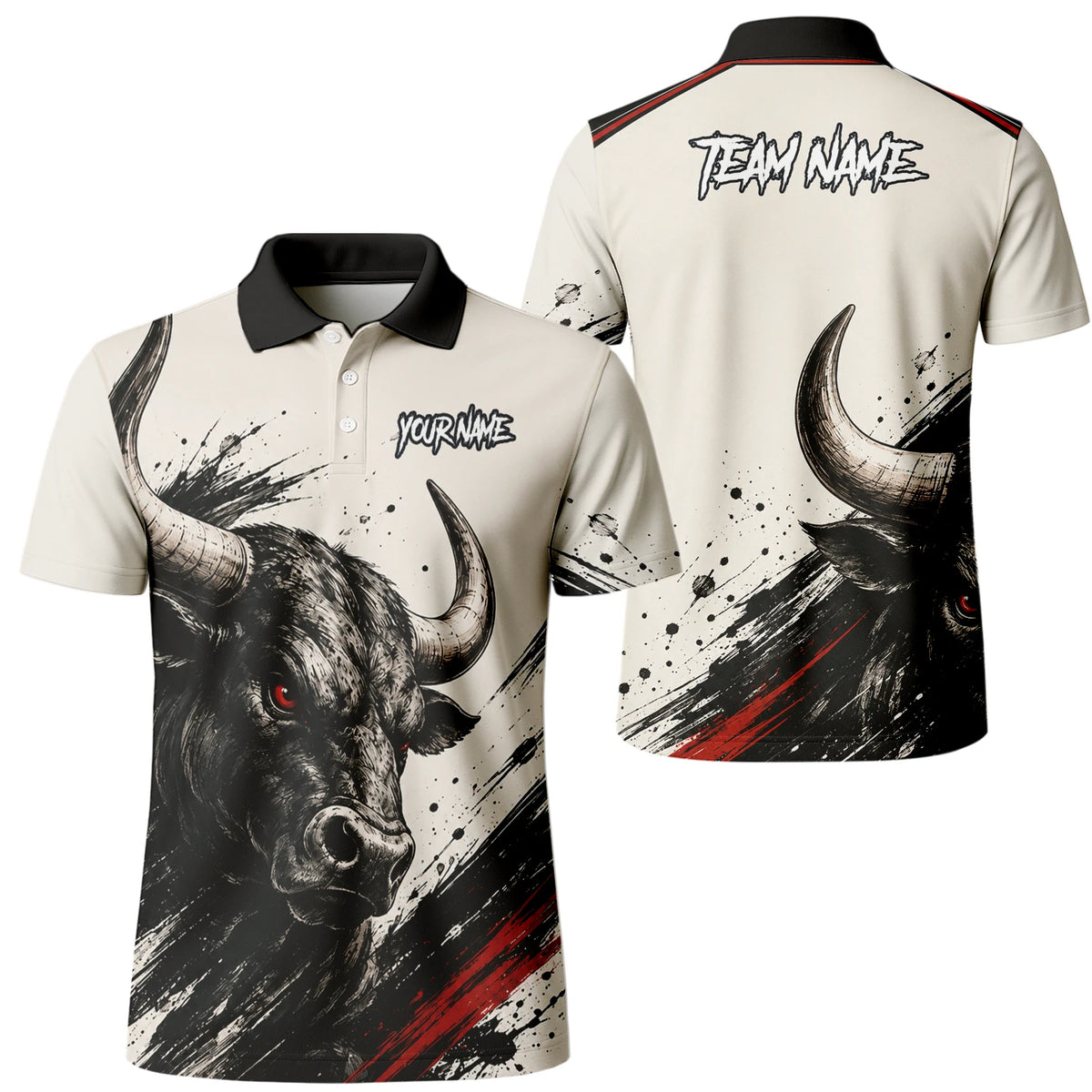 Personalised White Black Red Bull Darts Shirt For Men H473
