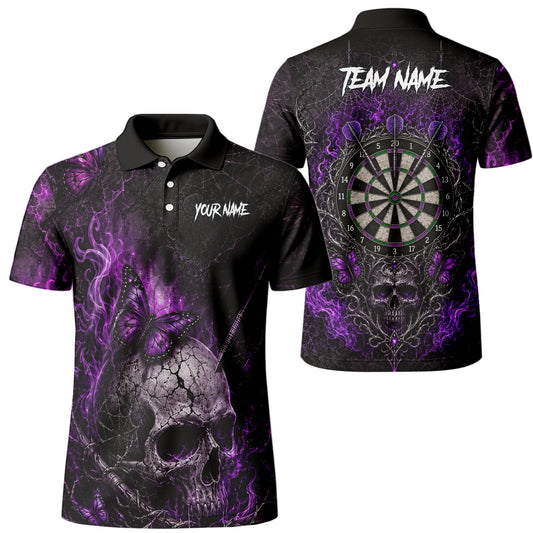 Personalised Black & Purple Skull Butterfly Darts Shirt For Men Q241