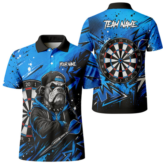 Personalised Blue & Black Bulldog Darts Shirt For Men D529