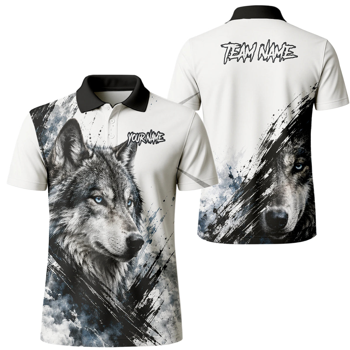 Personalised White Black Blue Wolf Darts Shirt For Men P634