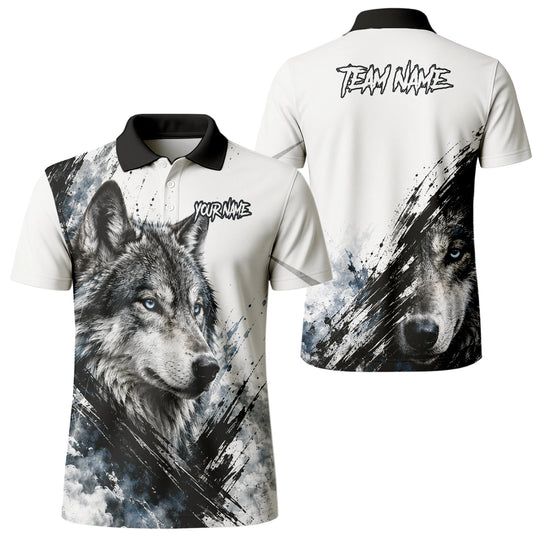 Personalised White Black Blue Wolf Darts Shirt For Men P634