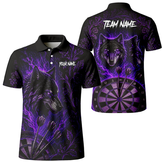 Personalised Black & Purple Wolf Dartboard Darts Shirt For Men J133