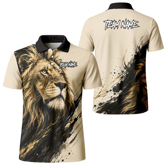 Personalised Cream Black Gold Lion Darts Shirt For Men Q209
