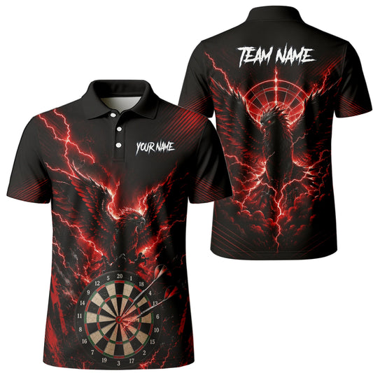 Personalised Black & Red Phoenix Lightning Dartboard Darts Shirt For Men J120