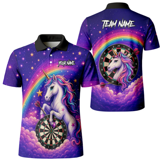 Personalised Rainbow Unicorn Darts Polo Shirt For Men V221