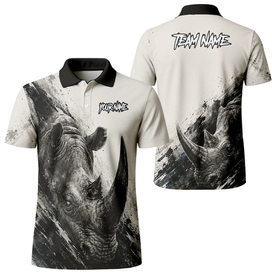 Personalised White Black Grey Rhino Darts Shirt For Men C312