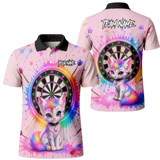 Personalised Pink Rainbow Kitten Dartboard Darts Shirt For Men X398