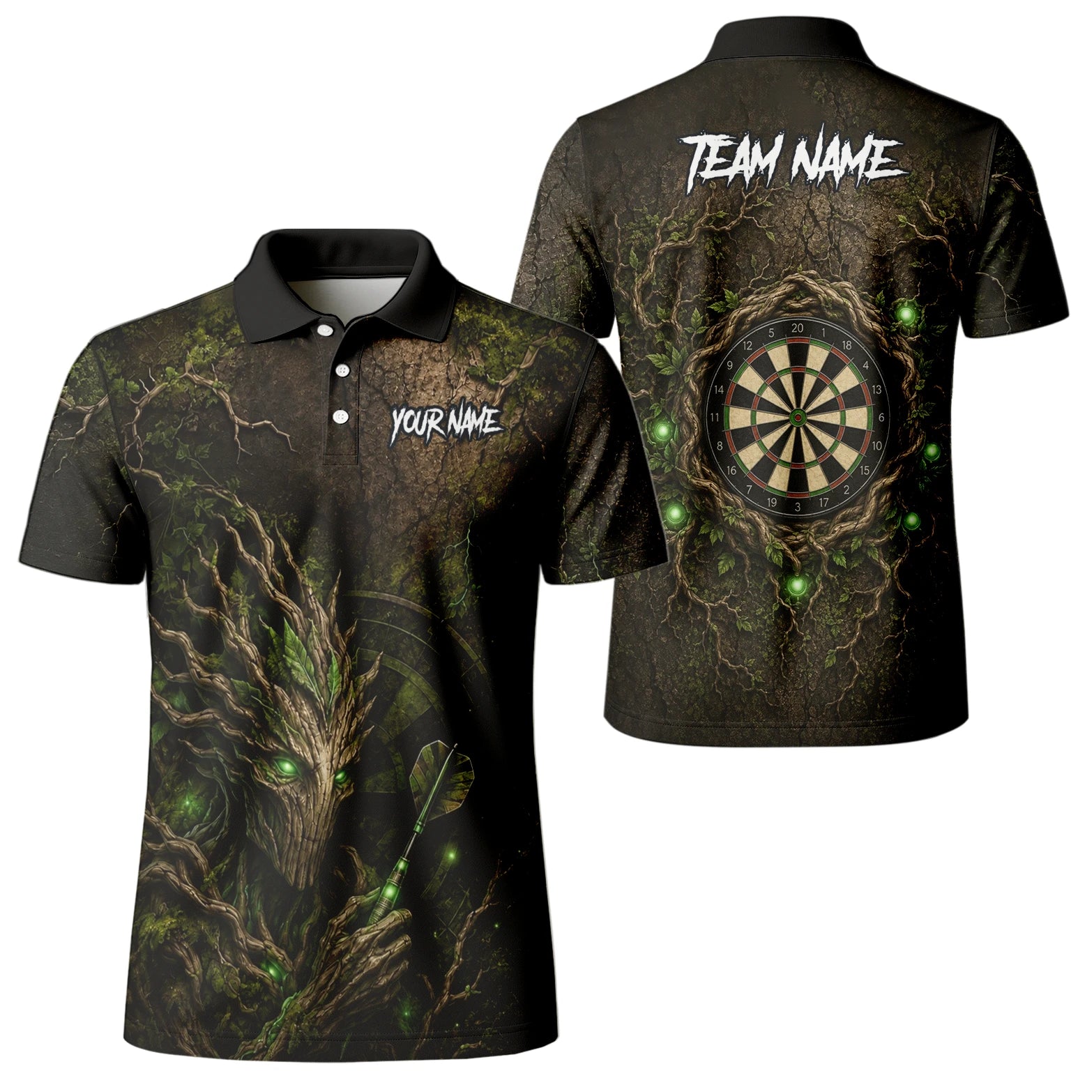 Personalised Dark Green Tree Ent Dartboard Darts Shirt For Men C913