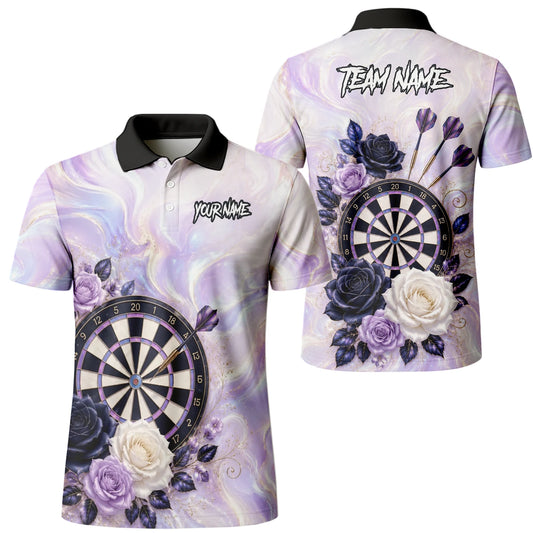 Personalised Purple Marble Rose Darts Polo Shirt For Men S206