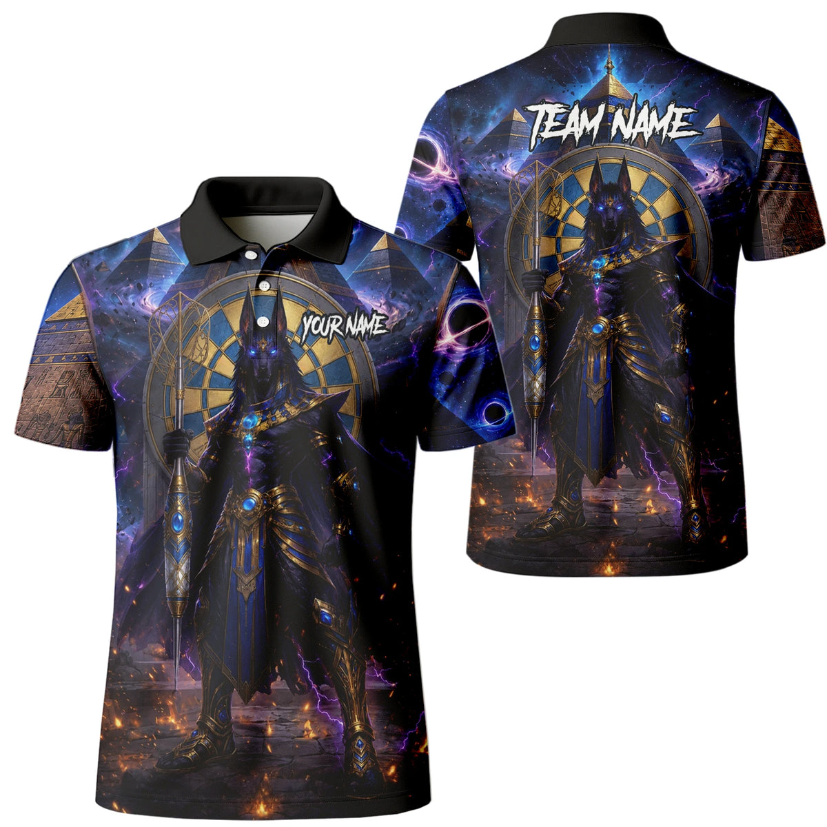 Personalised Blue Gold & Black Anubis Darts Shirt For Men N118