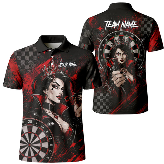 Personalised Black & Red Queen of Hearts Darts Shirt For Men R803