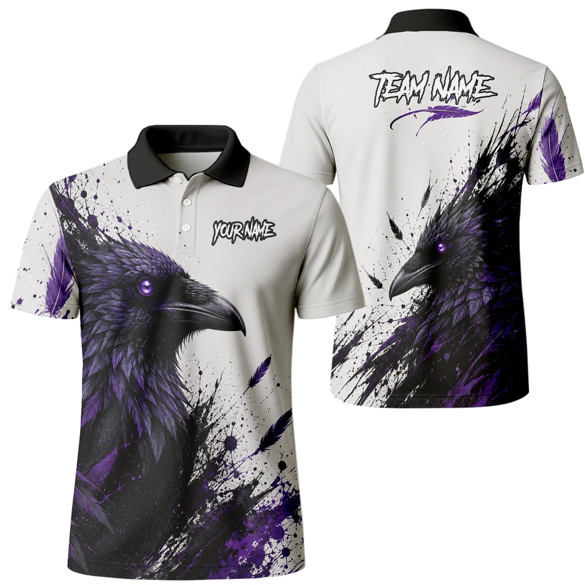 Personalised White Black Purple Raven Darts Shirt For Men Z888