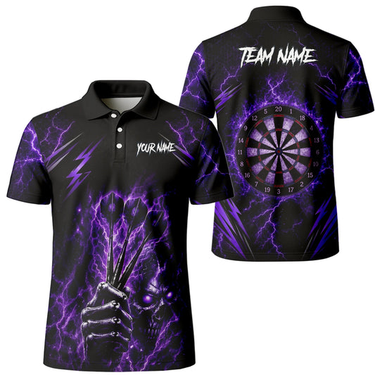 Personalised Black & Purple Lightning Skeleton Hand Darts Shirt For Men H822