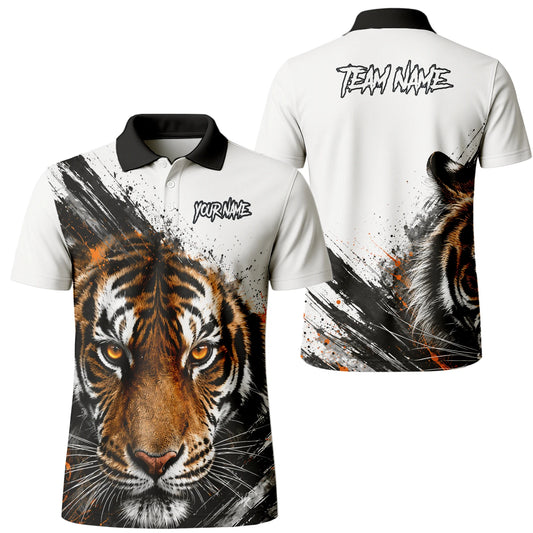 Personalised White Black Orange Tiger Darts Shirt For Men N832