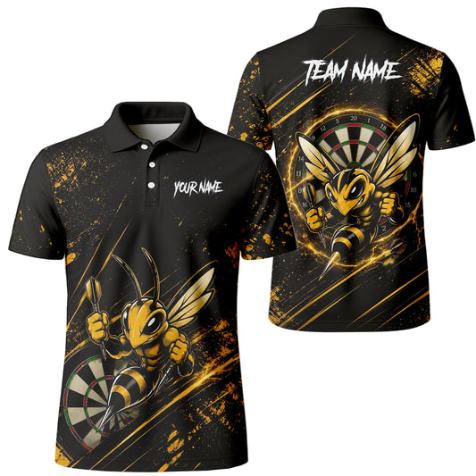 Personalised Black & Gold Bee Dartboard Darts Shirt For Men L410
