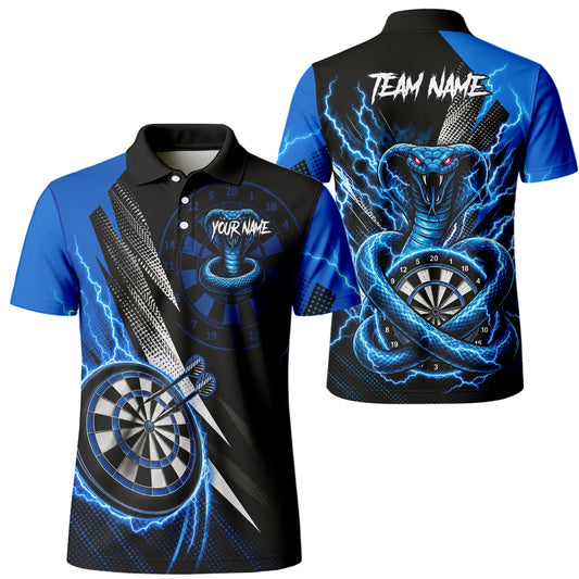 Personalised Blue Lightning Cobra Darts Polo Shirt For Men S015