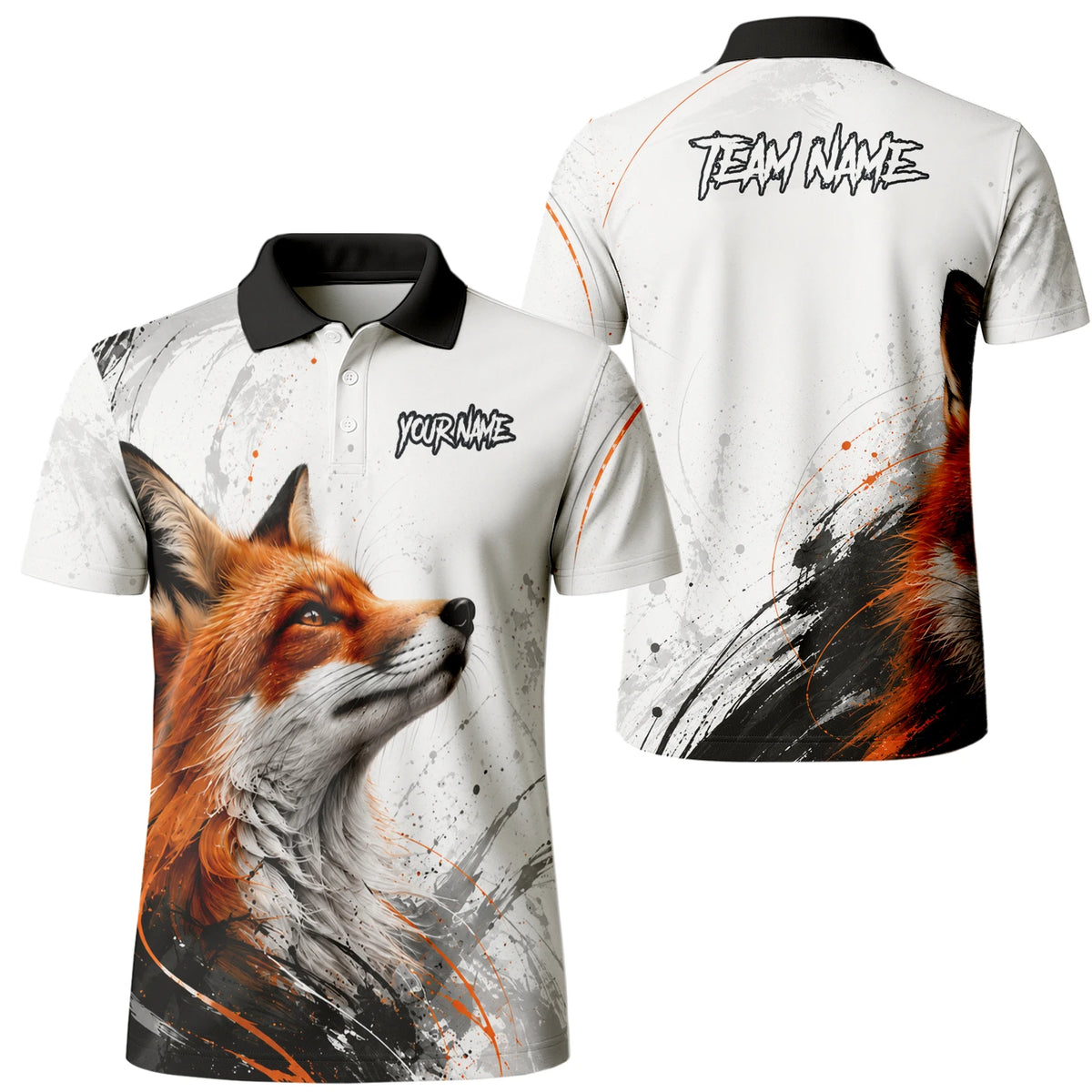 Personalised White Black Orange Fox Darts Shirt For Men D228