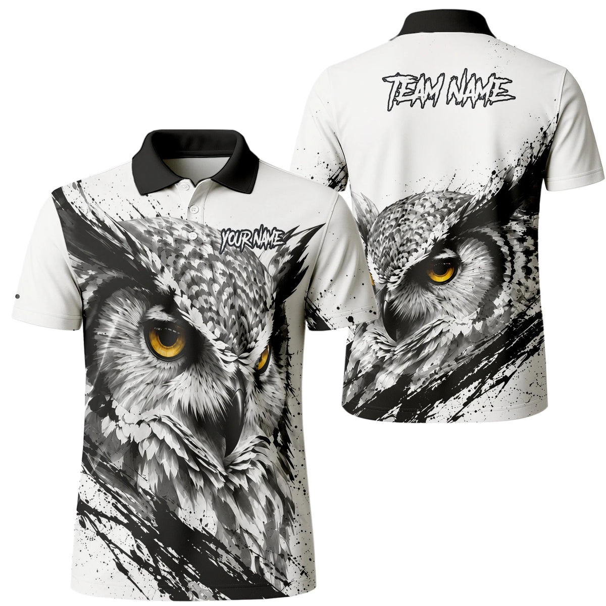 Personalised White Black Yellow Owl Darts Shirt For Men P128