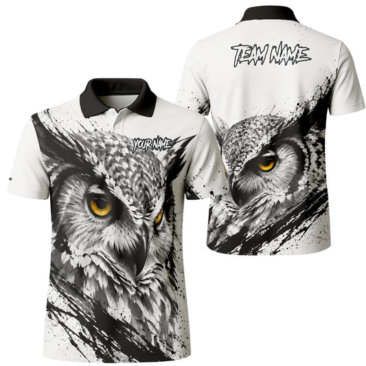 Personalised White Black Yellow Owl Darts Shirt For Men P128