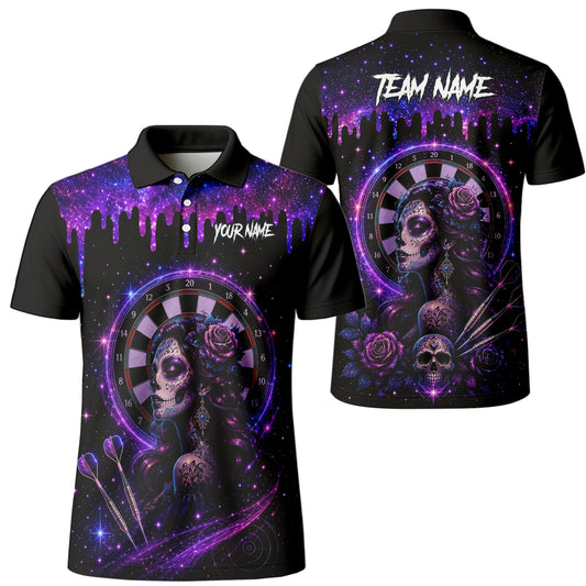 Personalised Purple Galaxy Sugar Skull Darts Shirt For Men Z967