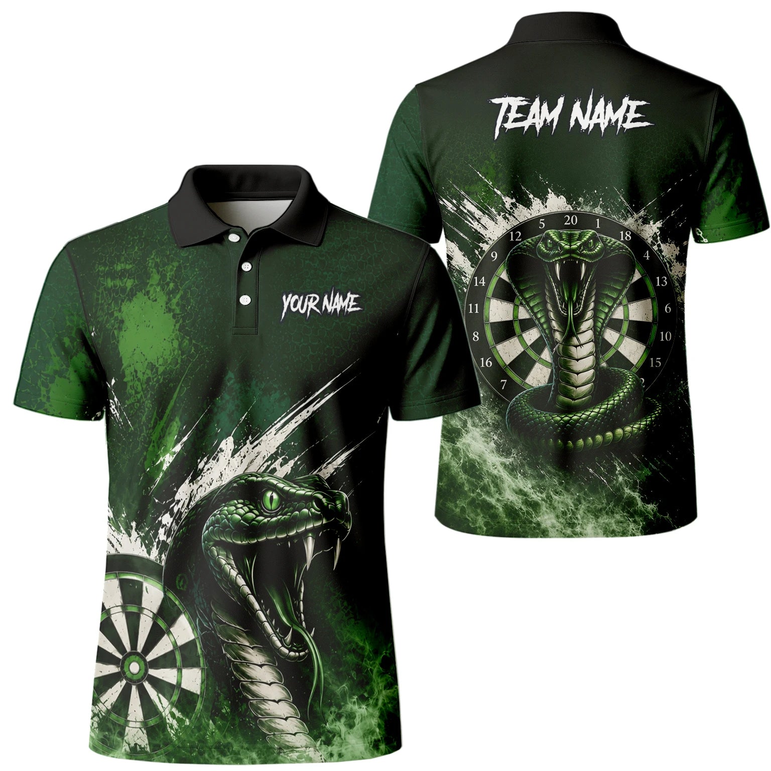 Personalised Green & Black Cobra Dartboard Darts Shirt For Men M244