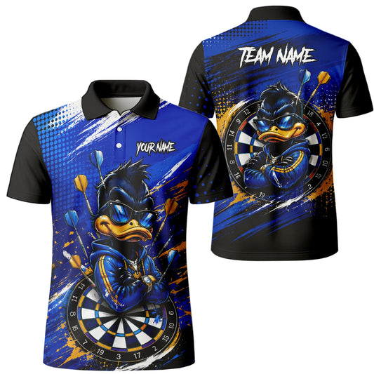 Personalised Blue & Gold Cool Duck Darts Polo Shirt For Men L859