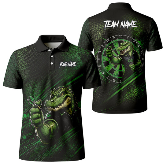 Personalised Black & Green Crocodile Darts Player Shirt For Men I987