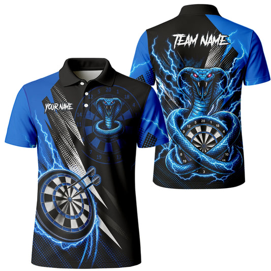 Personalised Blue Lightning Cobra Darts Polo Shirt For Men S015
