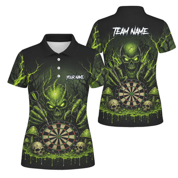 Personalised Black Green Monster Skull Dartboard Darts Shirt For Women A277