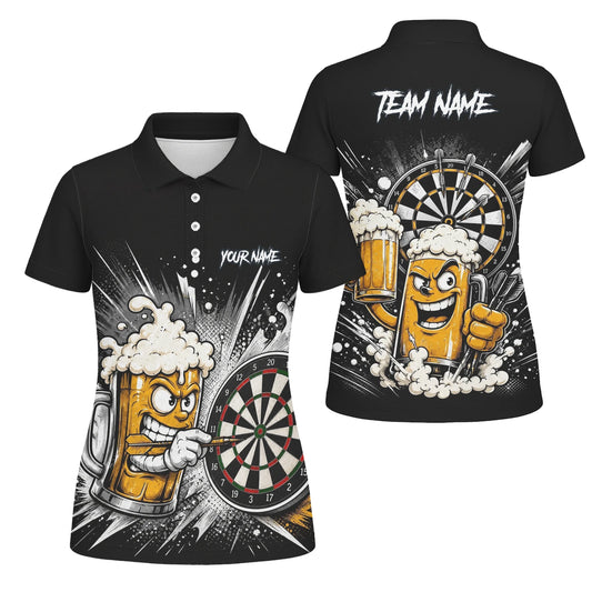 Personalised Beer Mug Darts Polo Shirt For Women S555
