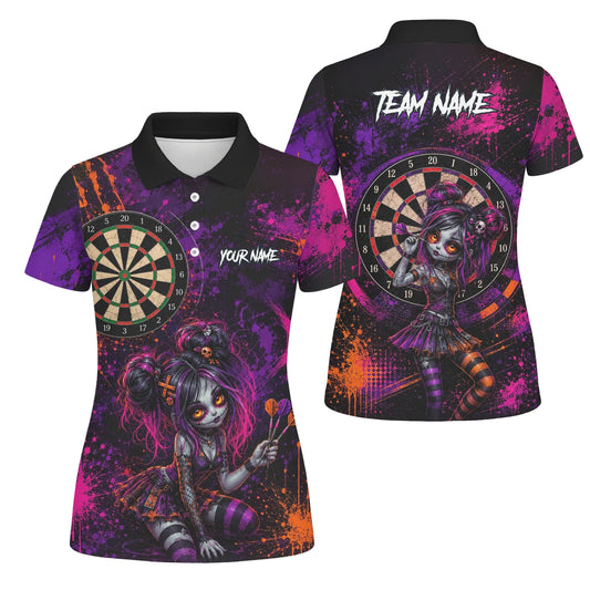 Personalised Black Purple Pink & Orange Gothic Darts Shirt For Women Z641
