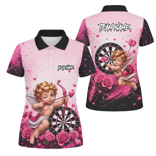 Personalised Pink & Black Cupid Dartboard Darts Shirt For Women I643