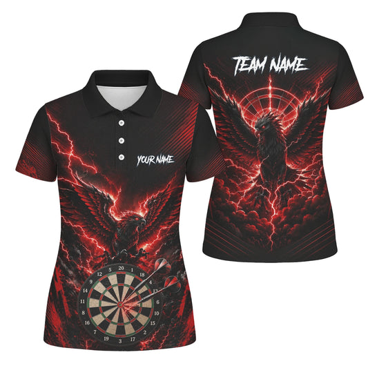 Personalised Black & Red Phoenix Lightning Dartboard Darts Shirt For Women J120