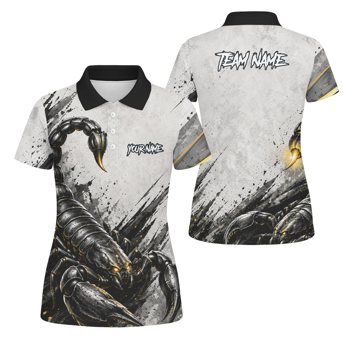 Personalised White Black Gold Scorpion Darts Shirt For Women S226