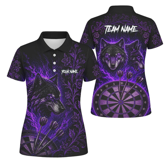 Personalised Black & Purple Wolf Dartboard Darts Shirt For Women J133
