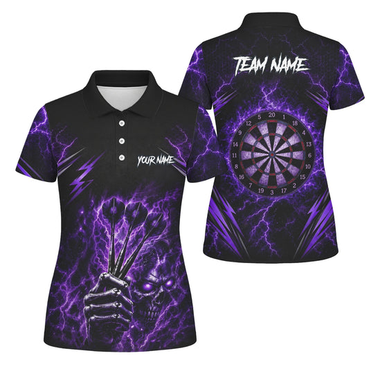 Personalised Black & Purple Lightning Skeleton Hand Darts Shirt For Women H822