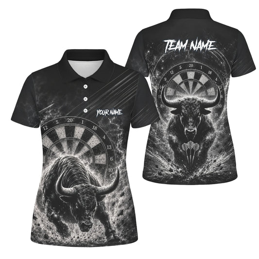 Personalised Black & White Bull Head Darts Shirt For Women V420